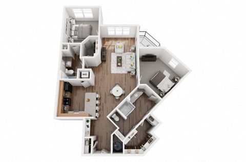 Floor plan for 2 beds, 2 baths, 1271 sqft